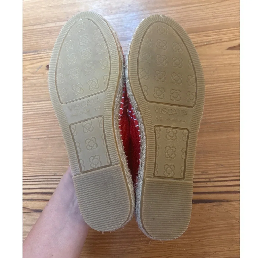 Viscata Espadrilles Women Red Canvas Hand Made in Spain SIZE 39